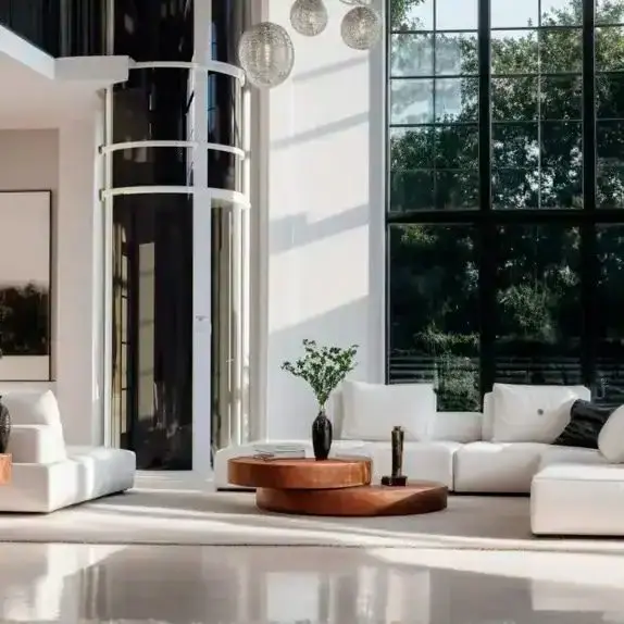 Level Up Whisper CY300 Residential Elevator with glass cabin in a modern Florida home