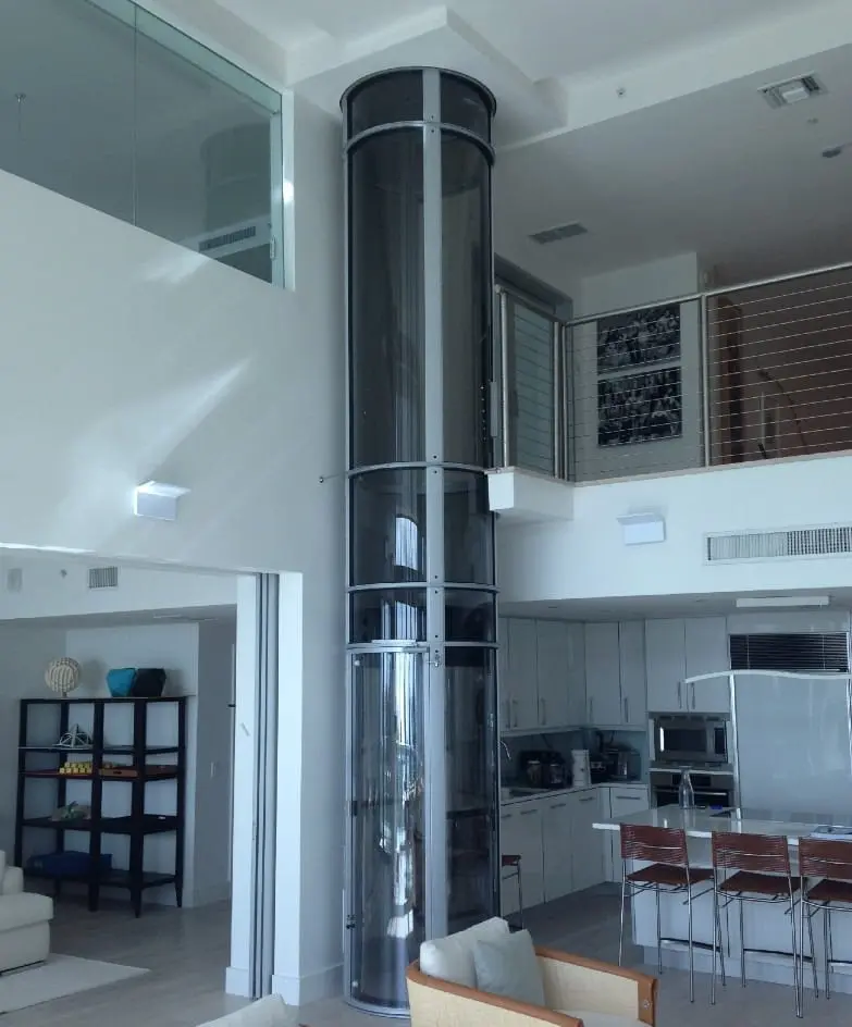 PVE37 pneumatic vacuum elevator installed in a modern two-story Florida residence