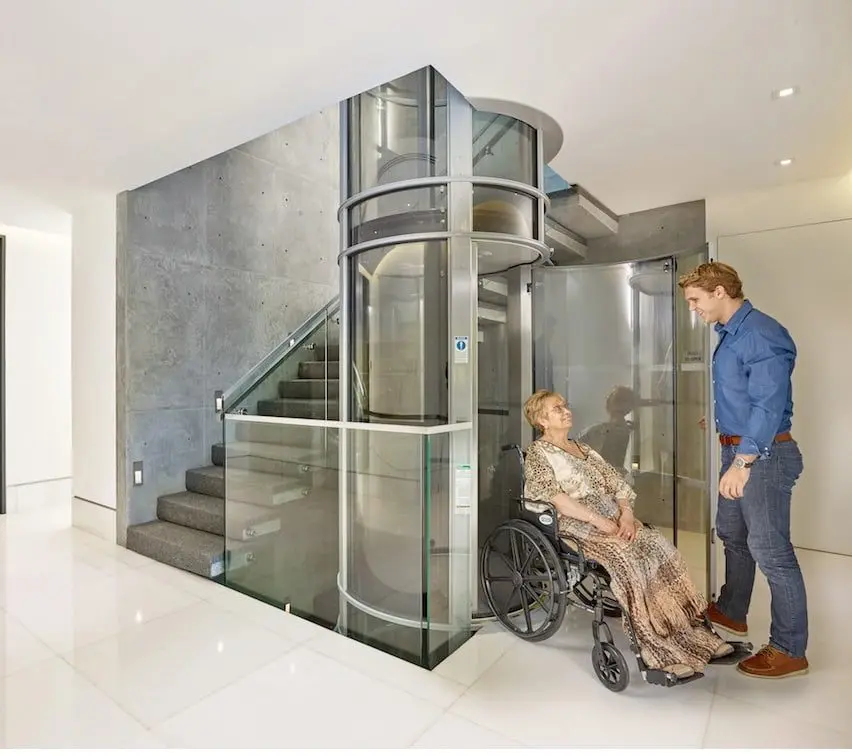 PVE52 pneumatic vacuum elevator with wheelchair access installed in a modern Florida home
