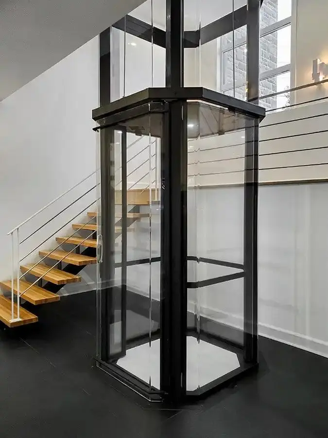Savaria VueLift octagonal home elevator with panoramic acrylic enclosure in Florida residence